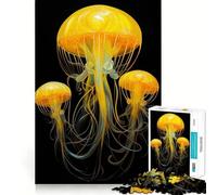 Jellyfish Neon Yellow Puzzles for Adults 1000 Puzzles Memory Build Smooth Connection Home Enjoyable Home Art (38x52cm)