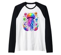 Jellyfish Ocean Animal Scuba Diving Rainbow Jelly Fish Raglan Baseball Tee