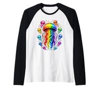 Jellyfish Ocean Animal Scuba Diving Rainbow Jelly Fish Raglan Baseball Tee