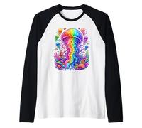 Jellyfish Ocean Animal Scuba Diving Rainbow Jelly Fish Raglan Baseball Tee