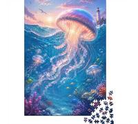 Jellyfish Ocean Lighthouse 1000 Piece Mini Jigsaw Puzzle For Adults Gift | 70x50cm Cardboard Puzzle Lovers Family Bonding Puzzle Game Birthday Gift Home Decor