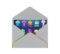 Jellyfish Ocean Pearl Paper Greeting Card With Envelope Gold Trimmed Wedding Party Christmas Invitation