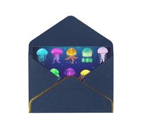 Jellyfish Ocean Pearl Paper Greeting Card With Envelope Gold Trimmed Wedding Party Christmas Invitation