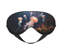 Jellyfish Ocean Print Eye Mask,Silk-Like Sleep Mask,Night Sleeping Mask for Men Women,for Sleep Relaxation