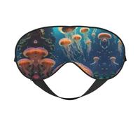 Jellyfish Ocean Print Eye Mask,Silk-Like Sleep Mask,Night Sleeping Mask for Men Women,for Sleep Relaxation