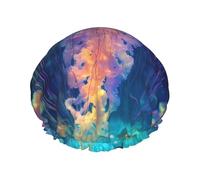 Jellyfish Ocean Print Reusable Shower Cap For Women Shower Caps With Double-Layer Elastic For Long Hair Bath