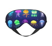 Jellyfish Ocean Print Silk Like Sleep Eye Mask Comfortable Blindfold Adjustable Soft Eye mask for Sleep
