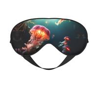 Jellyfish Ocean Print Sleep Mask Silk-Like Eye Mask Sleeping Eye Mask for Women Men for Travel Sleep Relaxation