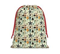Jellyfish Ocean Printing Drawstring Gift Bag With Red Ribbon Soft Stylish For Christmas Halloween Fits Card Candies