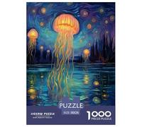 Jellyfish Oil Painting Art Jigsaw Puzzles Adults Fun 1000 Piece Animal Toy Intellectual Game Stress Relief Home Decoration Education Game Relaxation And Intelligence 38x26cm/1000pcs