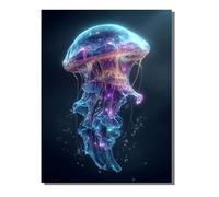 Jellyfish Paint by Numbers for Children, 24x32 inch Large Paint by Numbers for Adults Marine Life, DIY Oil Paintings Crafts Hobbies Gifts with Brushes and 36 Acrylic Pigment Home Wall Decor ZBSWK38