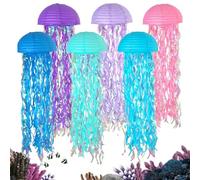Jellyfish Paper Lantern Decorations | Jellyfish Theme Lanterns, 6 Pieces Reusable Colorful Garlands for Parties, Birthdays, Graduations