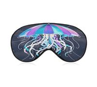 Jellyfish Pattern Eye Mask, Adjustable Strip, Blocks Light Sleep Mask, Sleep Eye Mask for Night Sleeping Travel Nap 8.1 * 4.1 Inches