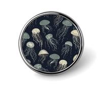 Jellyfish Pattern Lapel Pins Metal Pin Badge Personalized Pinback Button Badges Classic Round Badge Recognition Enamel Lapel Pin for Jackets, Backpacks, Bags