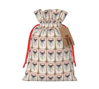 Jellyfish Pattern Print Christmas Bag Drawstring Sack For Presents Xmas Seasonal Decor Gift Party Supplies