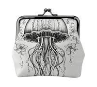 Jellyfish Pattern Print Coin Purse Cell Phone Pouch Clasp Wallet Handbags Buckle Kiss Lock Key Women Bag