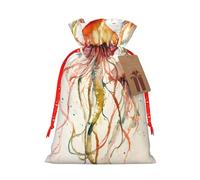 Jellyfish Pattern Print Eco-Friendly Gift Drawstring Bag Holiday Present Pouches Party Favors Goodie Bags
