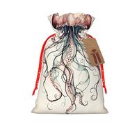 Jellyfish Pattern Print Eco-Friendly Gift Drawstring Bag Holiday Present Pouches Party Favors Goodie Bags