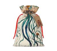 Jellyfish Pattern Print Eco-Friendly Gift Drawstring Bag Holiday Present Pouches Party Favors Goodie Bags
