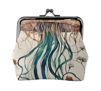 Jellyfish Pattern Print Exquisite Versatile Kiss Lock Coin Purse Cute Small Zipper Wallet for Coins Cards