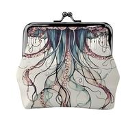 Jellyfish Pattern Print Exquisite Versatile Kiss Lock Coin Purse Cute Small Zipper Wallet for Coins Cards