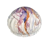 Jellyfish Pattern Print Reusable Shower Cap For Women Shower Caps With Double-Layer Elastic For Long Hair Bath