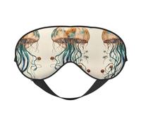 Jellyfish Pattern Print Soft Eye Mask/Sleep Eye Mask/Blackout Eye Mask, Suitable for Travel/Office/Yoga/Nap