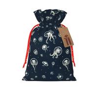 Jellyfish Pattern Printing Cute Christmas Bag Drawstring Design 4.7x6.9 Inch For Christmas Party Birthday Gift Packaging
