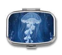 Jellyfish Pill Case Box with 2 Compartment Medicine Vitamin Organizer for Purse Pocket 5.5x4cm
