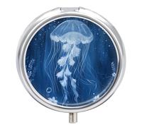 Jellyfish Pill Case Box with 3 Compartment Medicine Vitamin Organizer for Purse Pocket 5x5cm