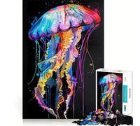Jellyfish Popart Painting Adult Jigsaw Puzzle1000 Pieces Strong Logic Precise Connection Joyful Challenge Premium Gift (38x26cm)