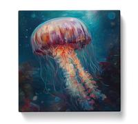Jellyfish Post-Impressionism Canvas Print | Gallery Wrapped 30mm Frame Wall Art | 20x20 inches | Ready to Hang | Impressionist Picture | Living Room Bedroom Lounge Office