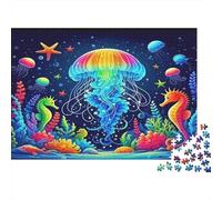 Jellyfish Premium Paper Rainbow Jellyfish with Seahorses DIY Jigsaw Puzzle Mind Stimulating Stocking Filler 70x50cm/1000pcs