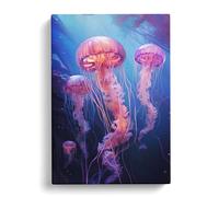 Jellyfish Realism Art Canvas Print | Gallery Wrapped 30mm Frame Wall Art | 30x20 inches | Ready to Hang | Contemporary Picture | Living Room Bedroom Lounge Office