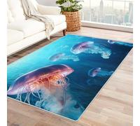 Jellyfish Rugs Living Room Marine Life Underwater World Area Rugs for Bedroom 120 x 180, Printed Anti Slip Washable Short Pile Carpet for Kitchen Home Decor C-N6