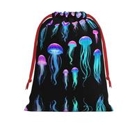 Jellyfish swarm Patterned S drawstring bag, festive packaging bag, perfect for Christmas parties