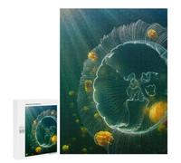Jellyfish Swarm Underwater with Sun Rays Hobby Jigsaw Puzzle for Adults, 500 PCS, An Engaging Indoor Activity for Quiet Evenings, for Creative Downtime