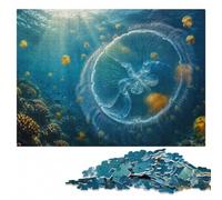 Jellyfish swarm underwater with sun rays Jigsaw Puzzle, 1000 Pieces | A flexible puzzle activity: easier piece organisation alone or together.