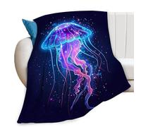 Jellyfish Throw Blanket Blue Ocean Sea Print Blankets Gifts for Couch Sofa Bed Stuff Decor Soft Cozy Lightweight Fleece Plush Flannel Bedding for Lover Men Women Adults 40"x50"