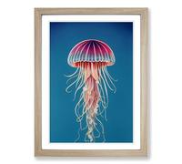 Jellyfish Vol.1 Framed Print | A2 Oak Framed Wall Art | Ready to Hang | Modern Nature Picture | Living Room Bedroom Lounge Office