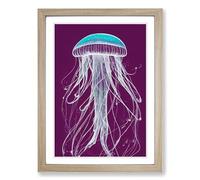 Jellyfish Vol.6 Framed Print | A2 Oak Framed Wall Art | Ready to Hang | Modern Nature Picture | Living Room Bedroom Lounge Office