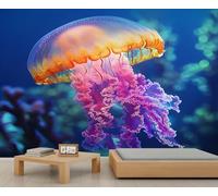 Jellyfish Wall Mural Colorful Jellyfish Wallpaper Ocean Themed Mural Underwater World Marine Life Murals Hd Printing Murals for Living Room Bedroom Farmhouse 150 x 100 cm