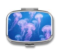 JellyfishColony Pill Box Travel Pill Organizer 2-Compartment with Mirror Design Portable Square Medicine Case for Vitamins, Jewelry & Essentials Durable Pocket Pillcase for Purse, Camping