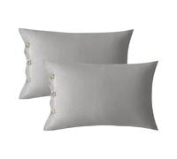 JELLYMONI Pillowcases King Set of 2 Cotton Button Pillow Covers 20×36in Light Grey Bed Pillow Cases 100% Washed Cotton Soft Breathable (Pillows are not Included)
