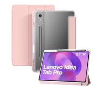 JeLLYPIE for Lenovo Idea Tab Pro Case 12.7" with Pen Holder, Soft Translucent Back Lightweight Smart Cover for Lenovo Idea Tab Pro, 2025 Released, Pink