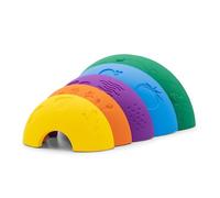 Jellystone Designs Over the Rainbow Baby Stacking Teether. Brightly Coloured Silicone Teething Stacker Toy. Bright - Suitable for Boys & Girls 9 months +