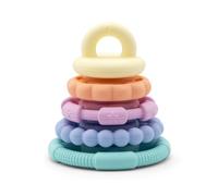 Jellystone Designs Rainbow Stacker Pastel. Soft Silicone Baby Stacking Teether Toy. Tactile Teething Toy for Babies. Gift for Newborn Baby Boys & Girls from 0 Months +