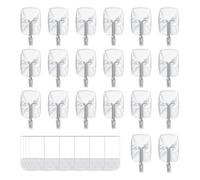 JELLYSUB 20 Hooks, 24 Strips, Clear Small Wire Hooks Value Pack, Organize Damage-Free Utility Hooks, Hanging Hooks Heavy Duty with Adhesive Strips, No Tools Wall Hooks for Hanging