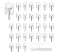 JELLYSUB 30 Hooks, 40 Strips, Clear Small Wire Toggle Hooks Value Pack, Organize Damage-Free Utility Hooks, Hanging Hooks Heavy Duty with Adhesive Strips, No Tools Wall Hooks for Hanging