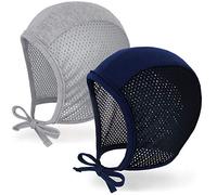 JELLYTREE Baby Hat Bonnet Summer Mesh Soft Toddler Boys Girls Fashion Pilot Cap Baby Hat Infant Beanie, 6m 12m 18m, 2 Pack: Grey + Navy, 9-18 Months